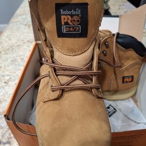 Steel-Toe Timberland PRO Tan Work Boots with Durable Leather